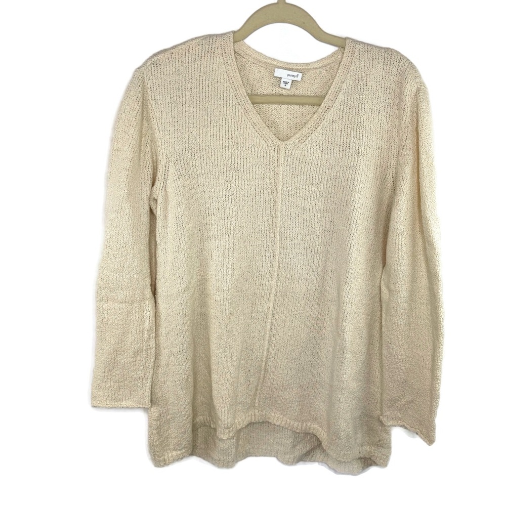 J. Jill Women's V-Neck Cream Sweater Excellent Condition Medium